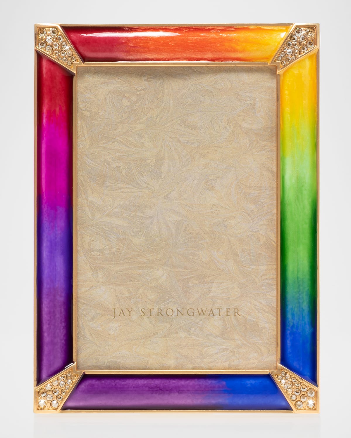 Jay Strongwater Rainbow Pave Corner Frame, 4" X 6" In Multi