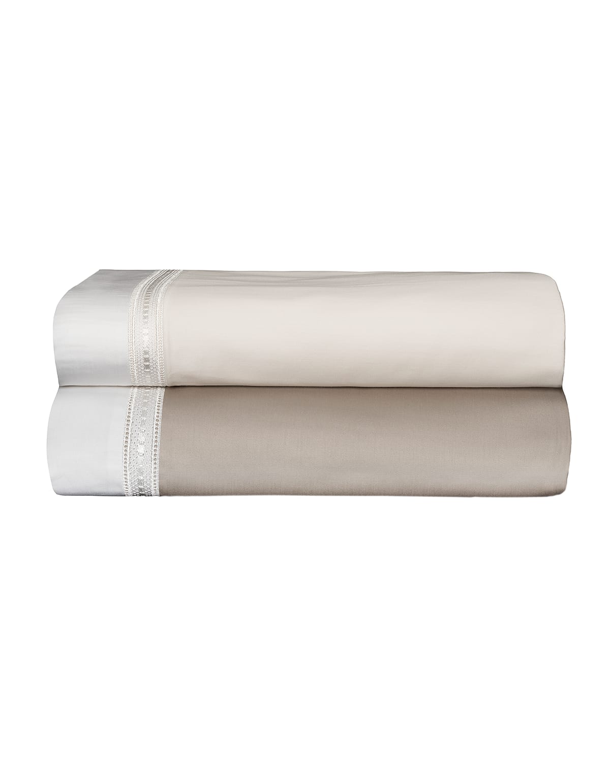 Bovi Fine Linens Devere Full/queen Sheet Set, Taupe/white