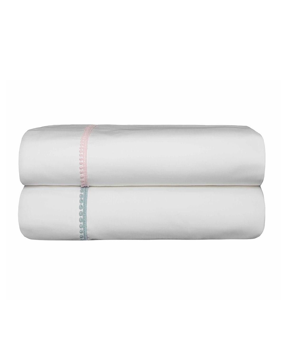 Shop Bovi Fine Linens Bitsy Dots Full/queen Sheet Set, White/aqua In White/ Aqua