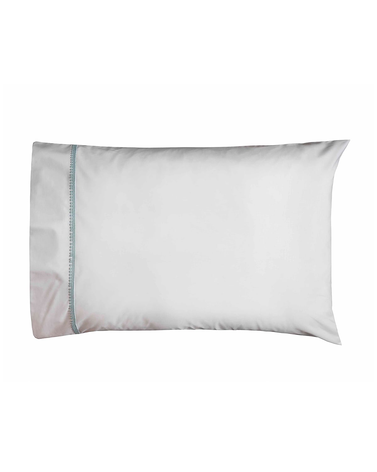 Shop Bovi Fine Linens Bitsy Dots Pair Of Standard Pillowcases, White/aqua In White/ Aqua