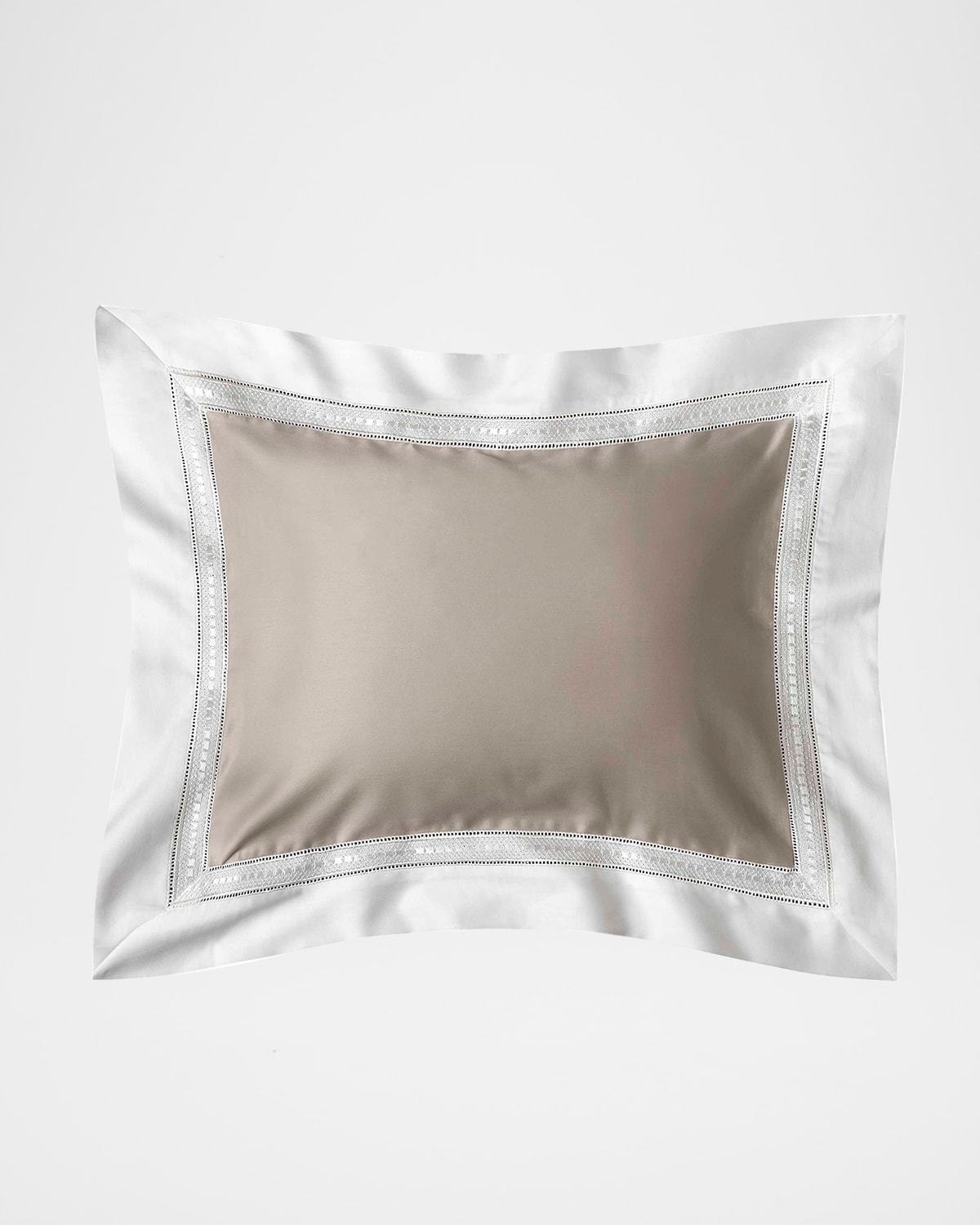 Bovi Fine Linens Devere Boudoir Sham, Taupe/white In Taupe/ White