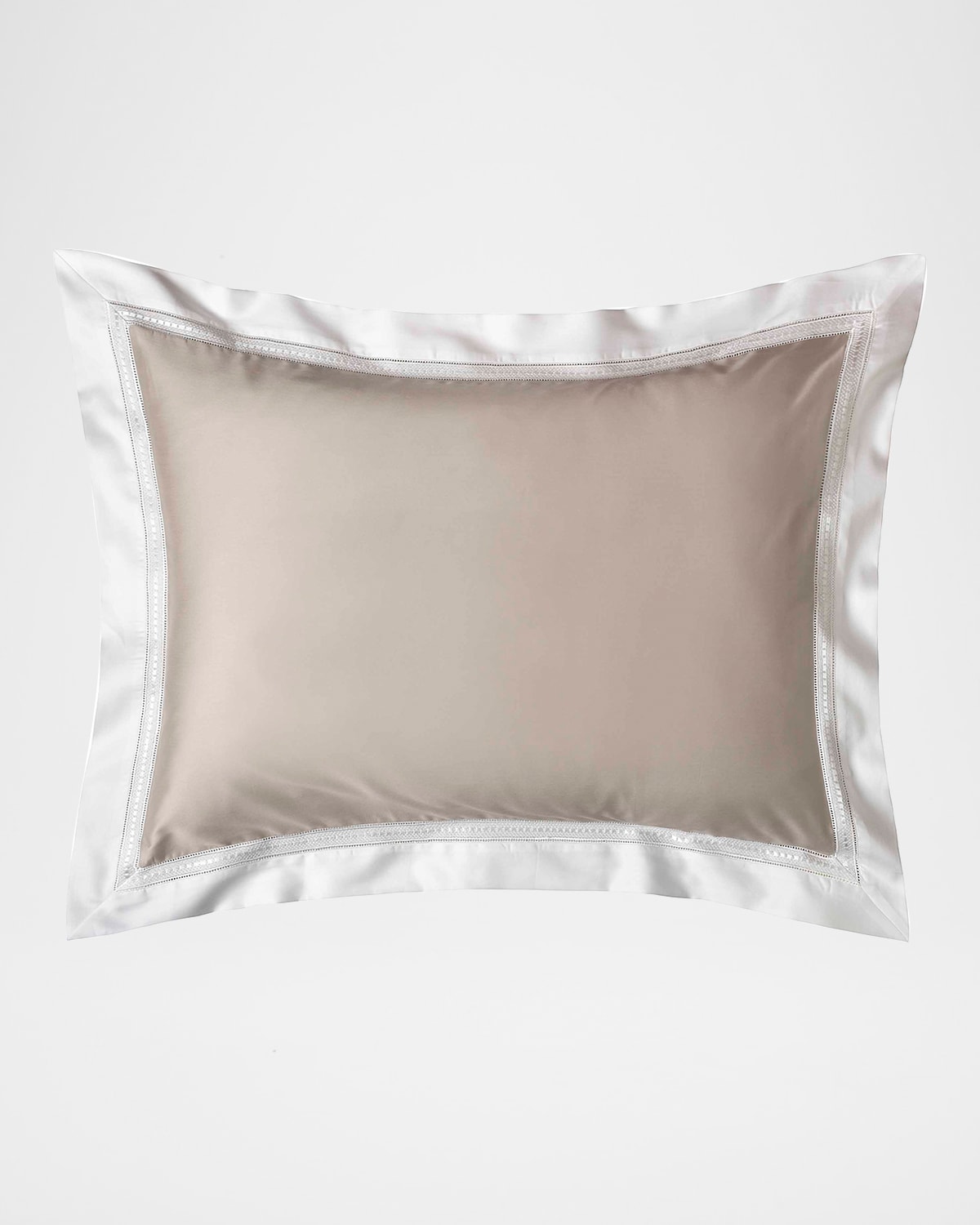 Bovi Fine Linens Devere Sham In Taupe/ White
