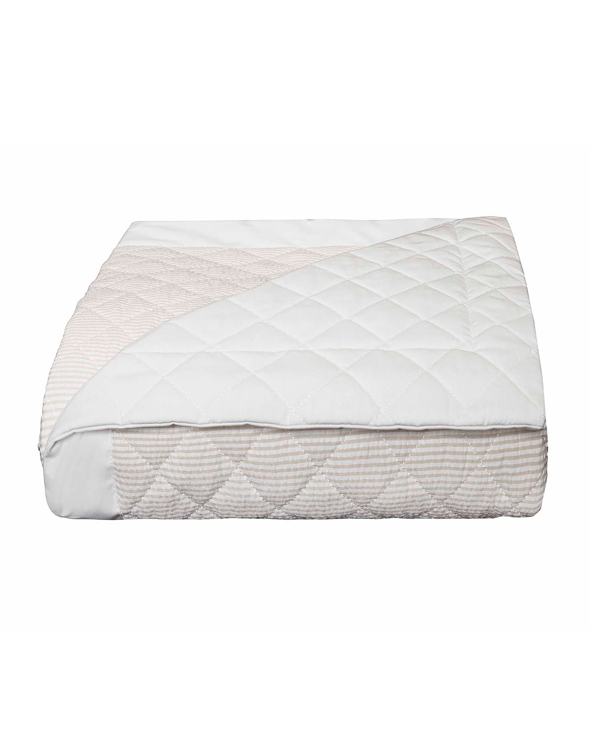 Shop Bovi Fine Linens Baby Seersucker Crib Coverlet, White/taupe In White/ Taupe
