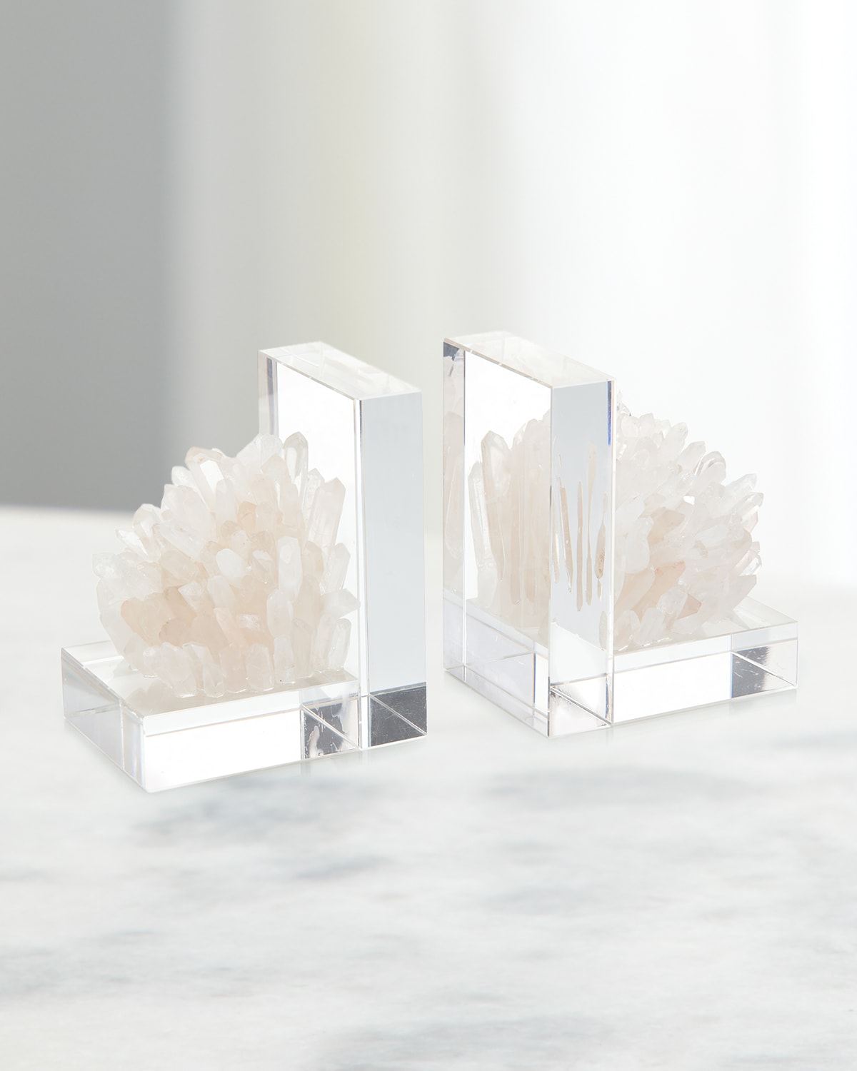 Shop John-richard Collection Quartz Crystal Book Ends In White