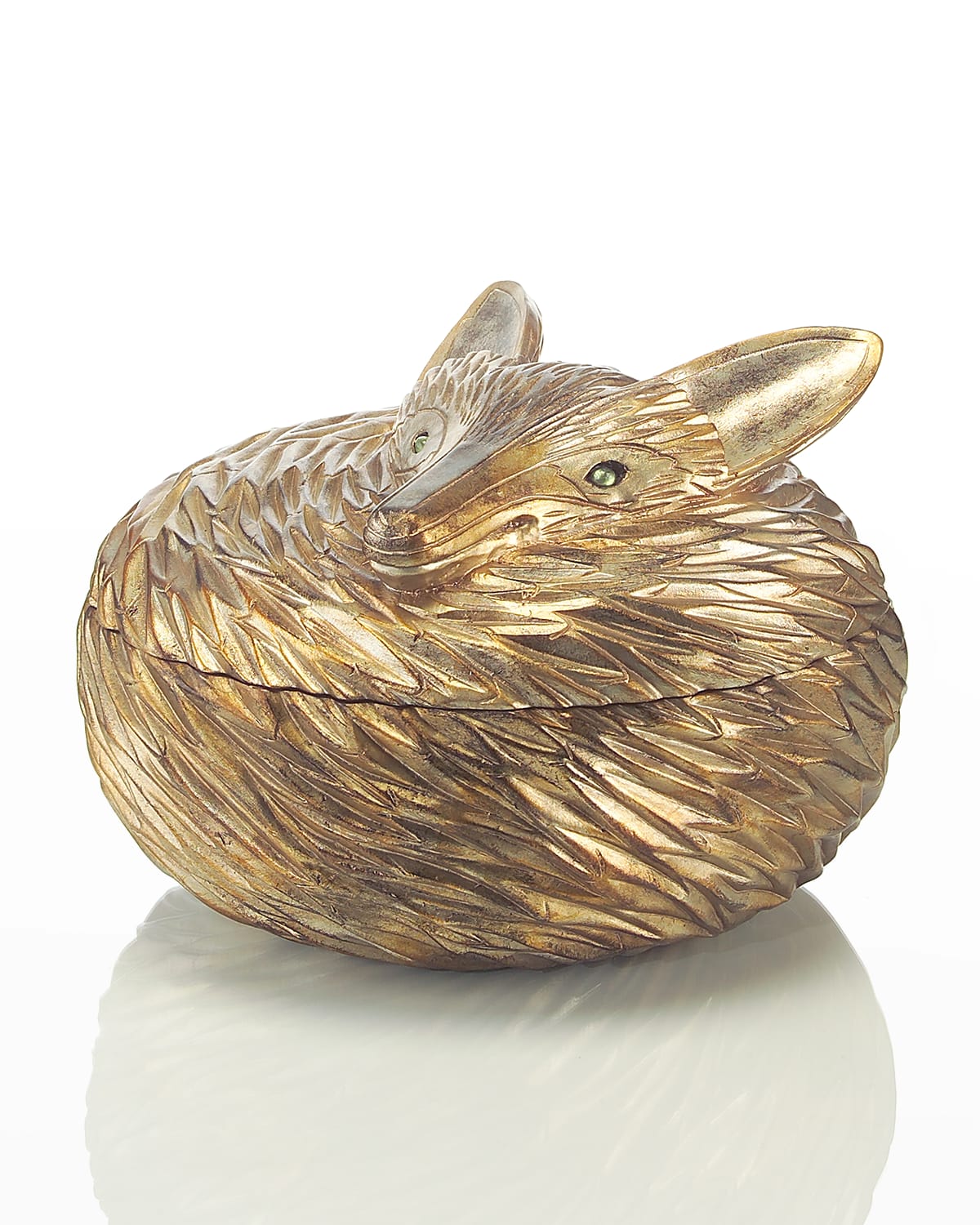 Shop John-richard Collection Ant Silver Leaf Fox Box In Yellow