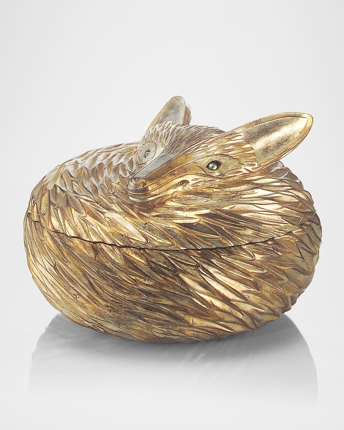 Shop John-richard Collection Ant Silver Leaf Fox Box In Yellow