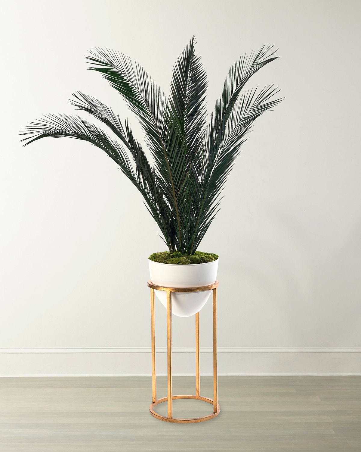 Shop John-richard Collection Mid-century Palms With Metal Stand In Green