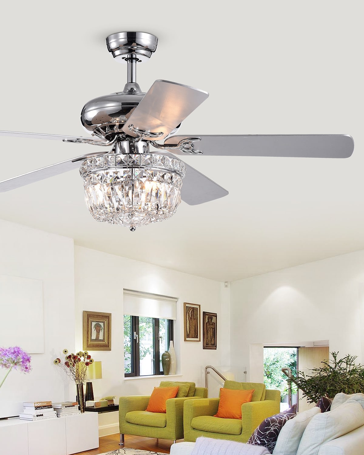 Home Accessories Crystal Dome Chandelier Ceiling Fan