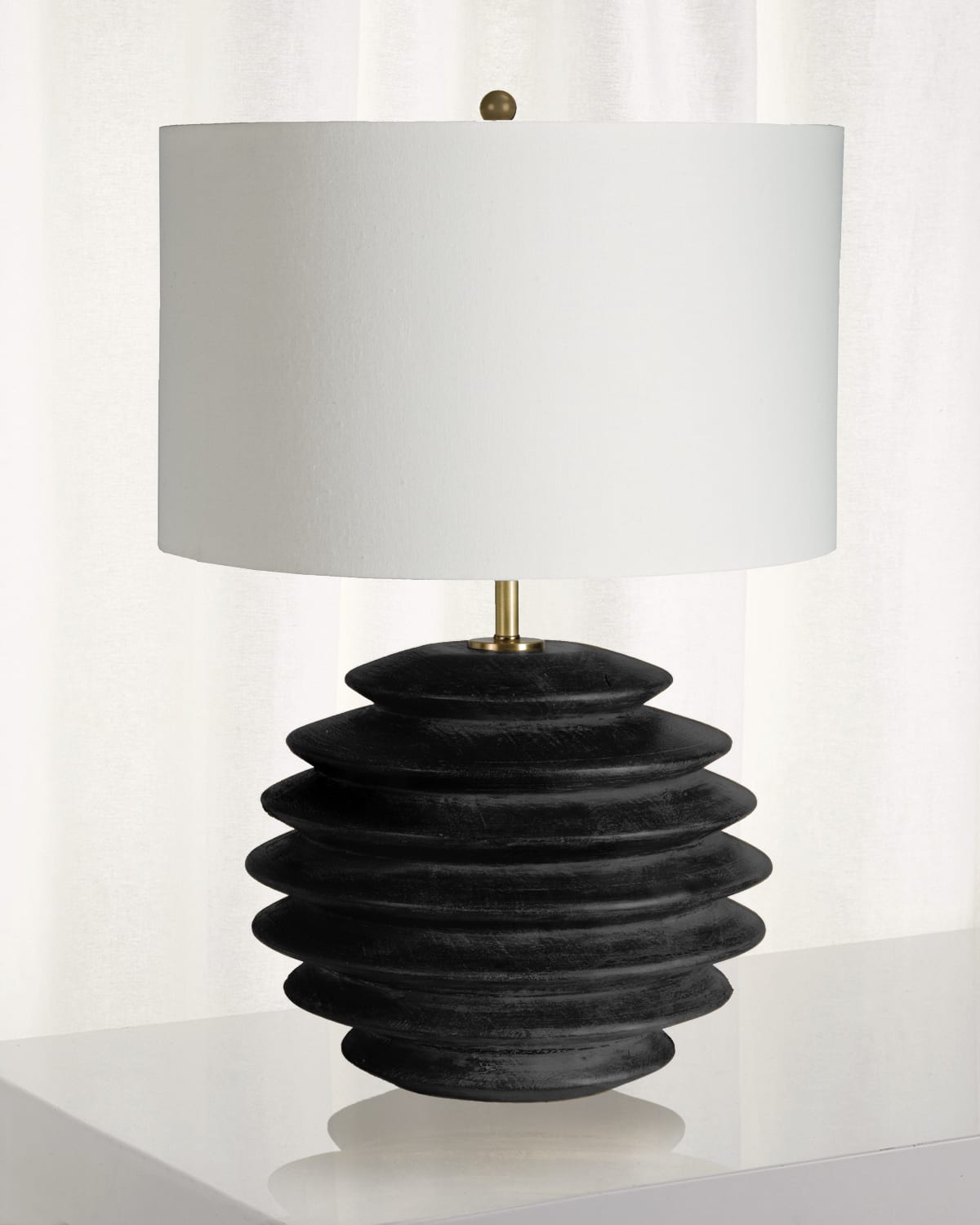 Shop Regina Andrew Accordion Round Table Lamp In Dark Brown