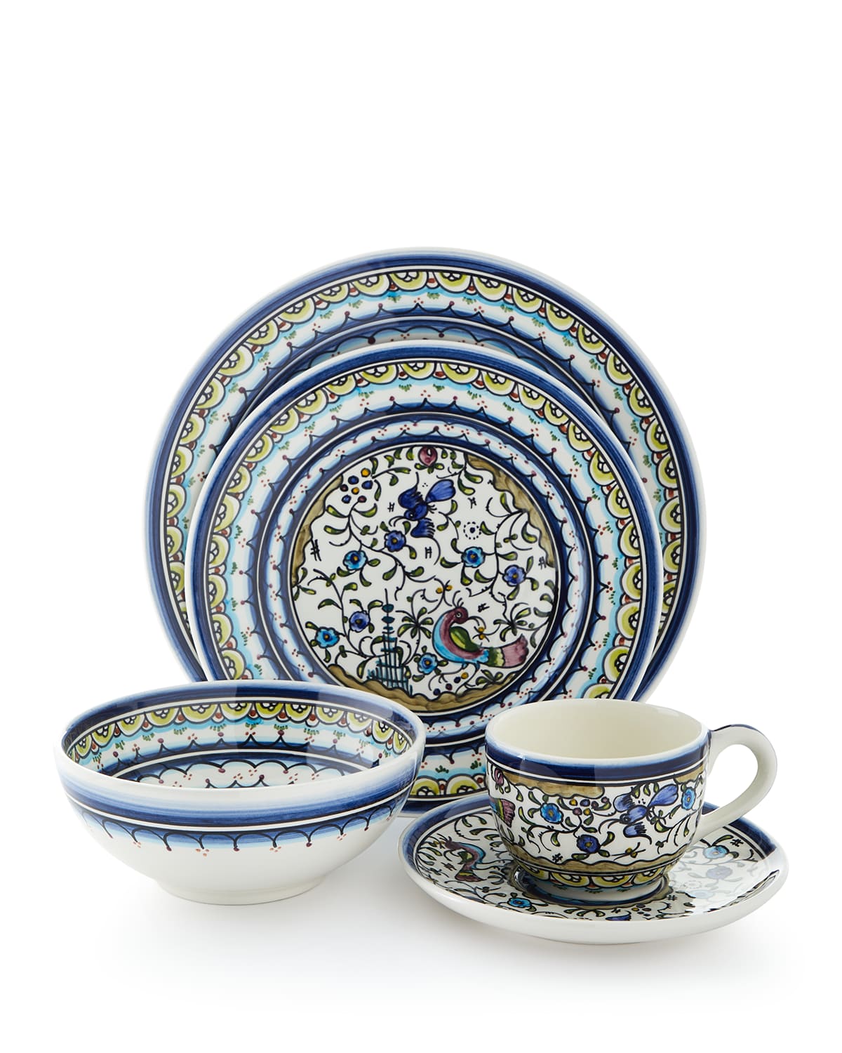 Neiman Marcus 20-piece Pavoes Blue And Green Dinnerware Set