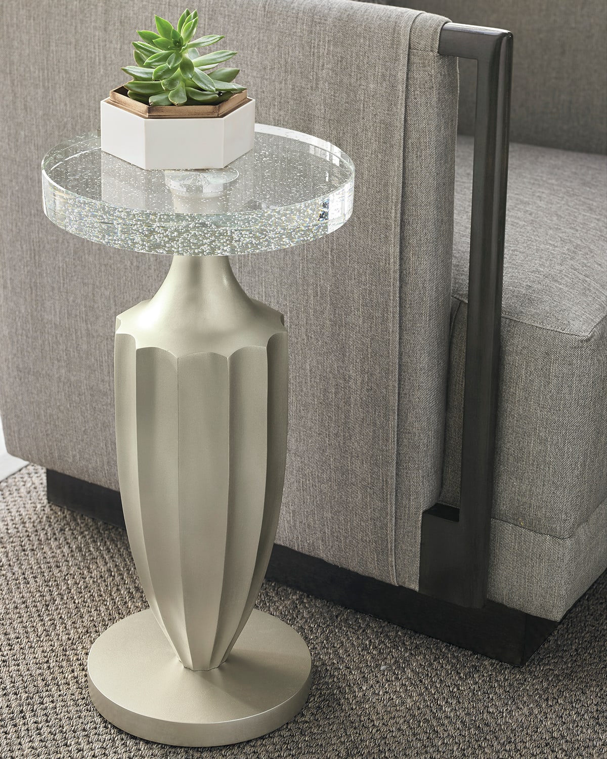Caracole Just A Little Jazz Side Table In Metallic