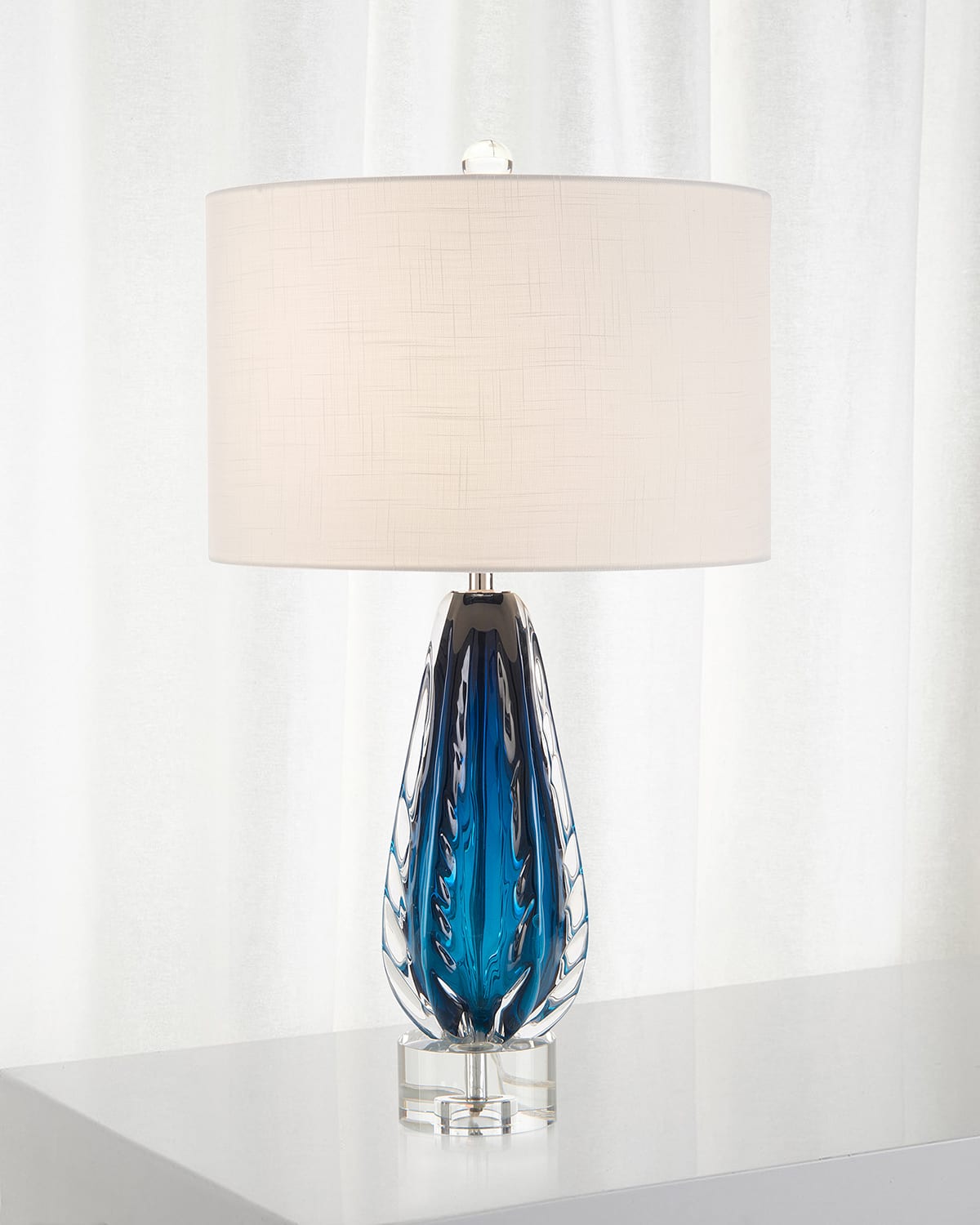 Shop John-richard Collection Amalfi Blue & Clear Glass Table Lamp