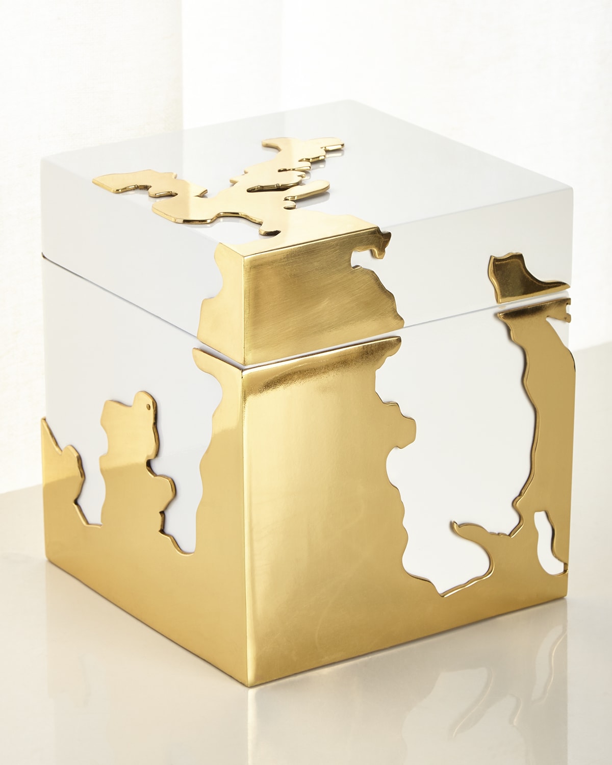 Shop John-richard Collection Morphed Gold Stainless Steel Box In White