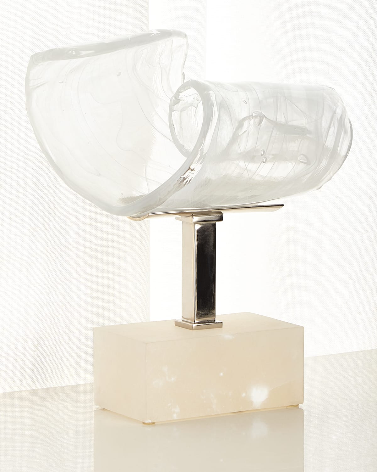 John-richard Collection Horizontal Clear White Glass Sculpture In White