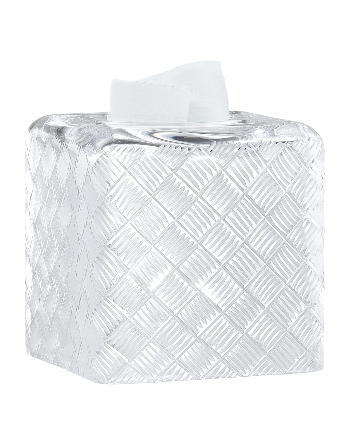 Labrazel Basket Weave Tissue Box Cover In Clear/frost