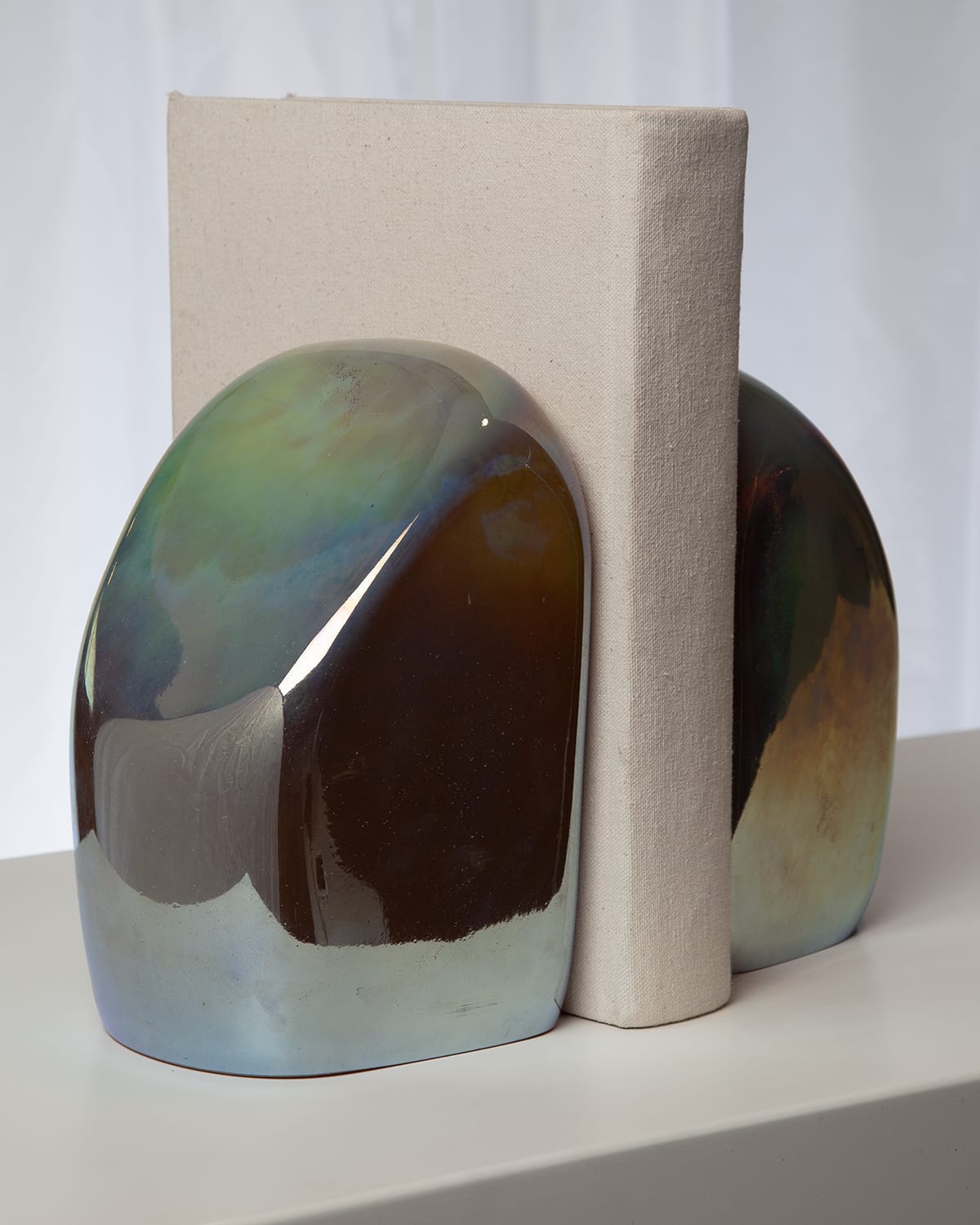 Global Views Chunk Iris Gelp Bookends In Silver