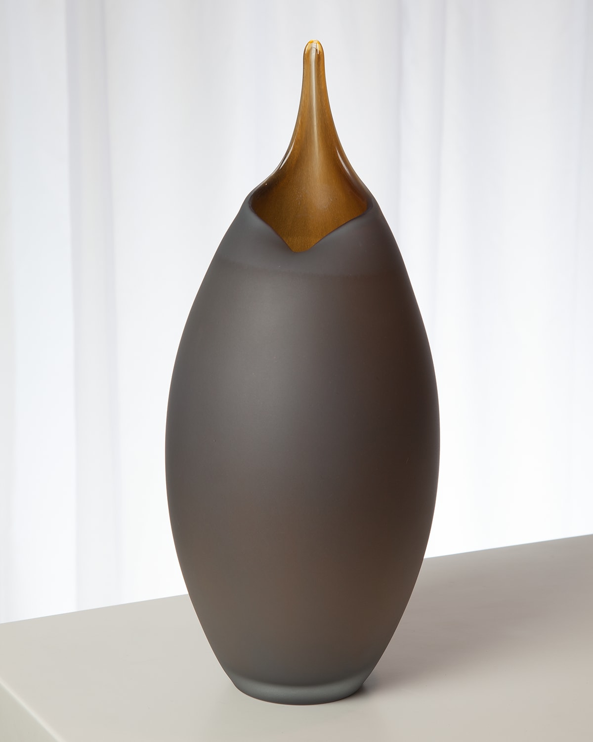 Global Views Small Frosted Vase With Amber Casing In Amber