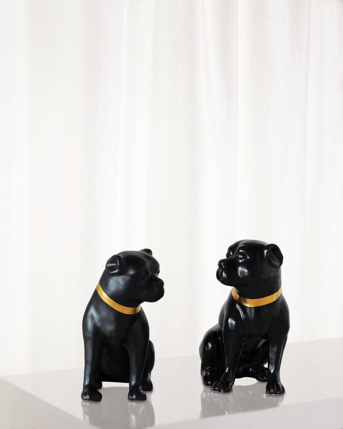 Port 68 Cecil Black Pug Statues, Set Of 2 In Black
