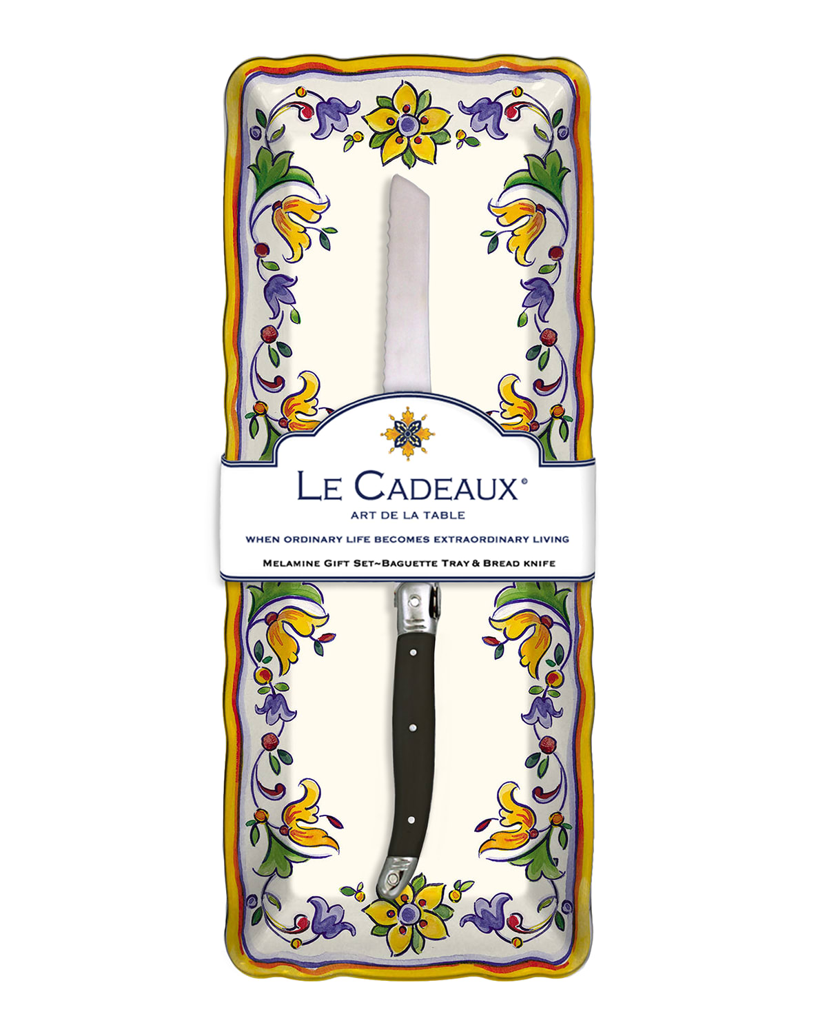 Shop Le Cadeaux Melamine Baguette Tray & Bread Knife In Capri