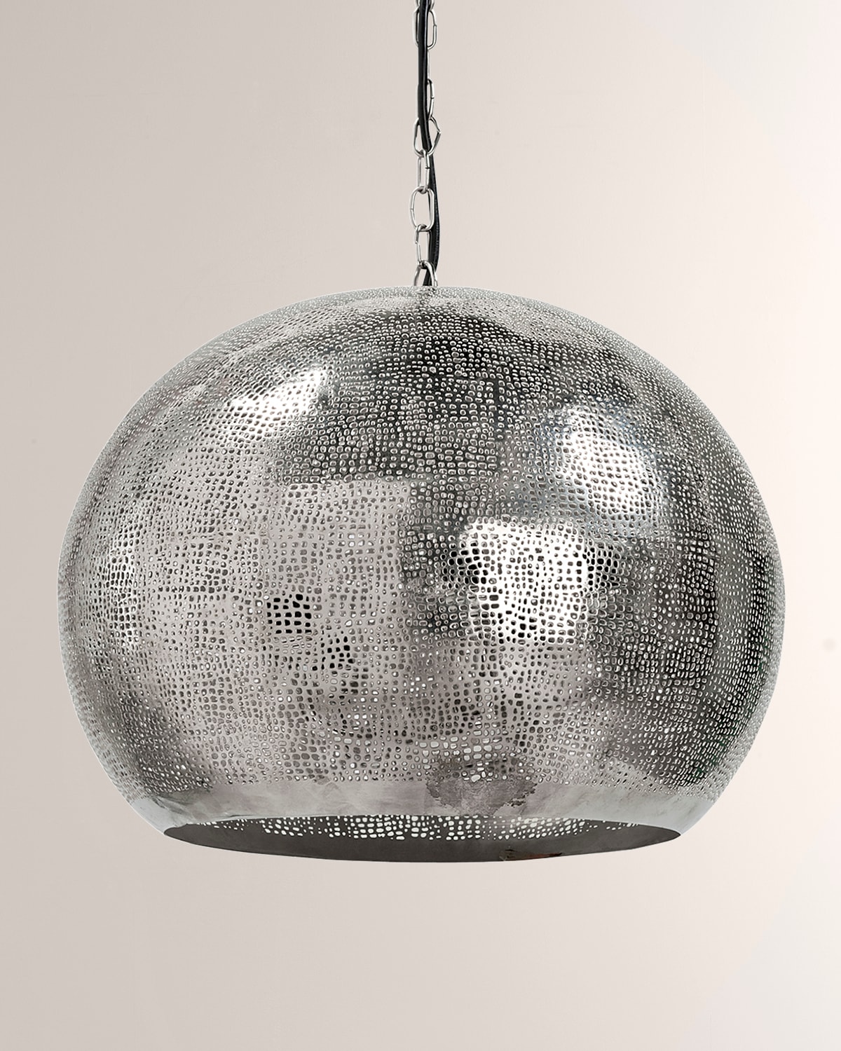 Shop Regina Andrew Pierced Metal Sphere Lighting Pendant In Polished Nickel