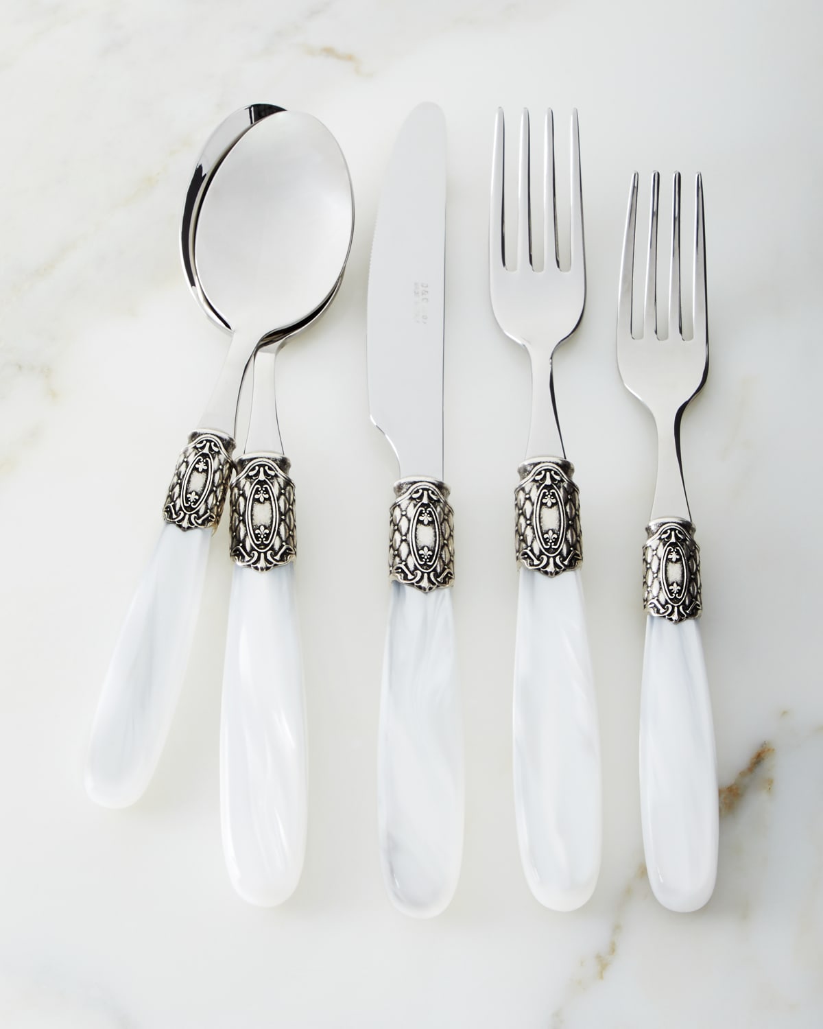 Shop Neiman Marcus 20-piece Victoria Shine Flatware Set, White In Sky Blue