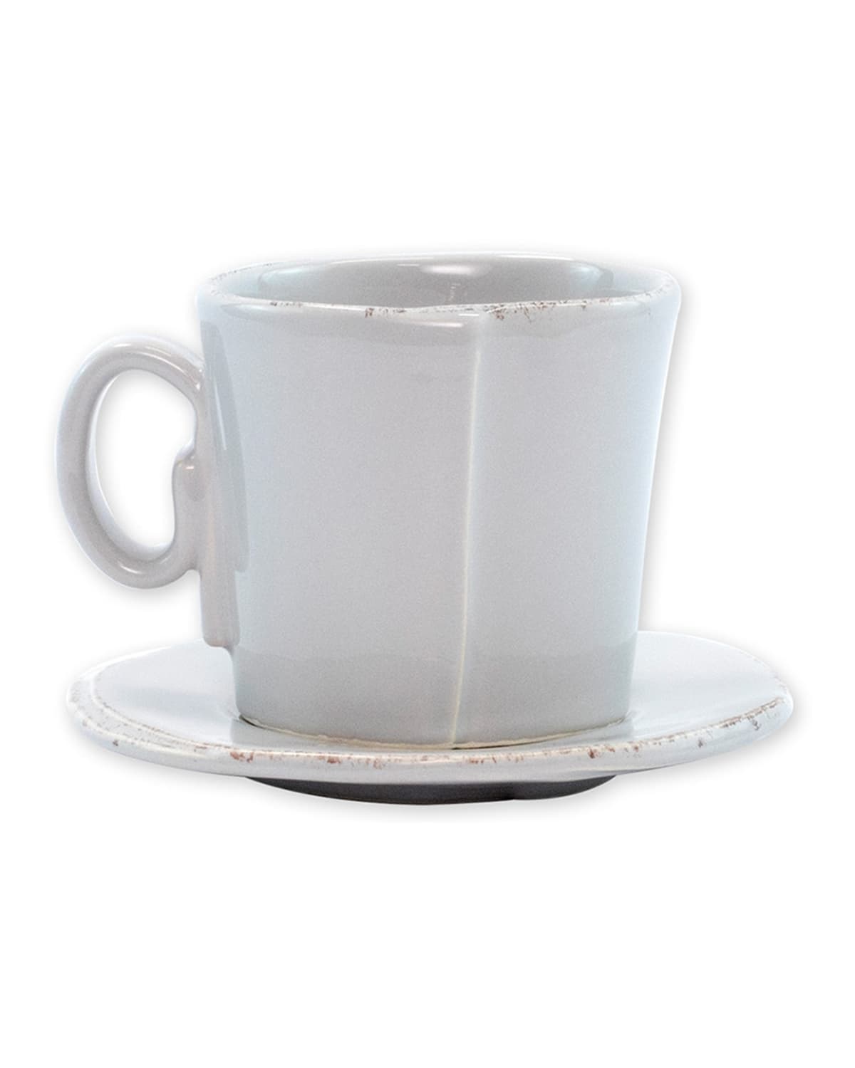 Vietri Lastra Espresso Cup & Saucer, Light Gray In Grey