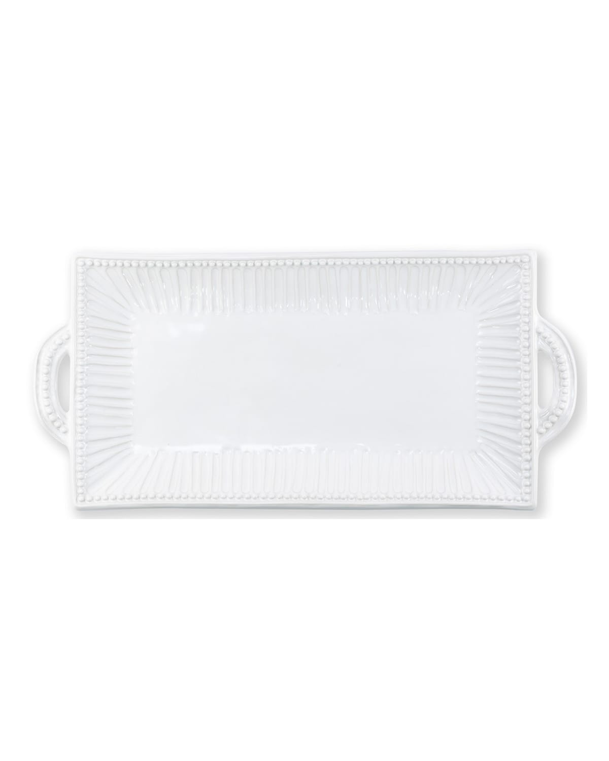 Shop Vietri Incanto Stone Stripe Rectangular Handled Platter In White