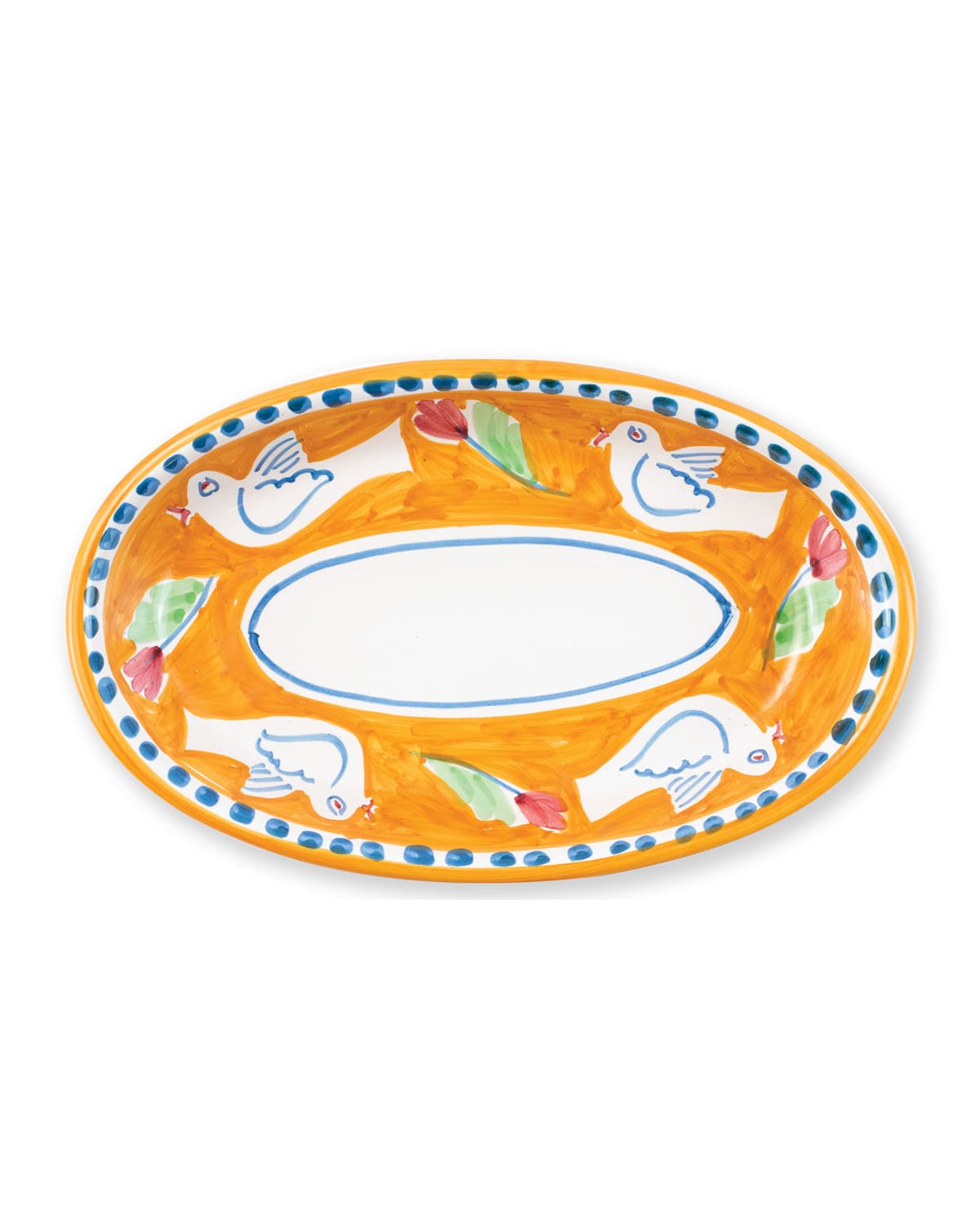 Shop Vietri Uccello Small Oval Tray In Handpainted