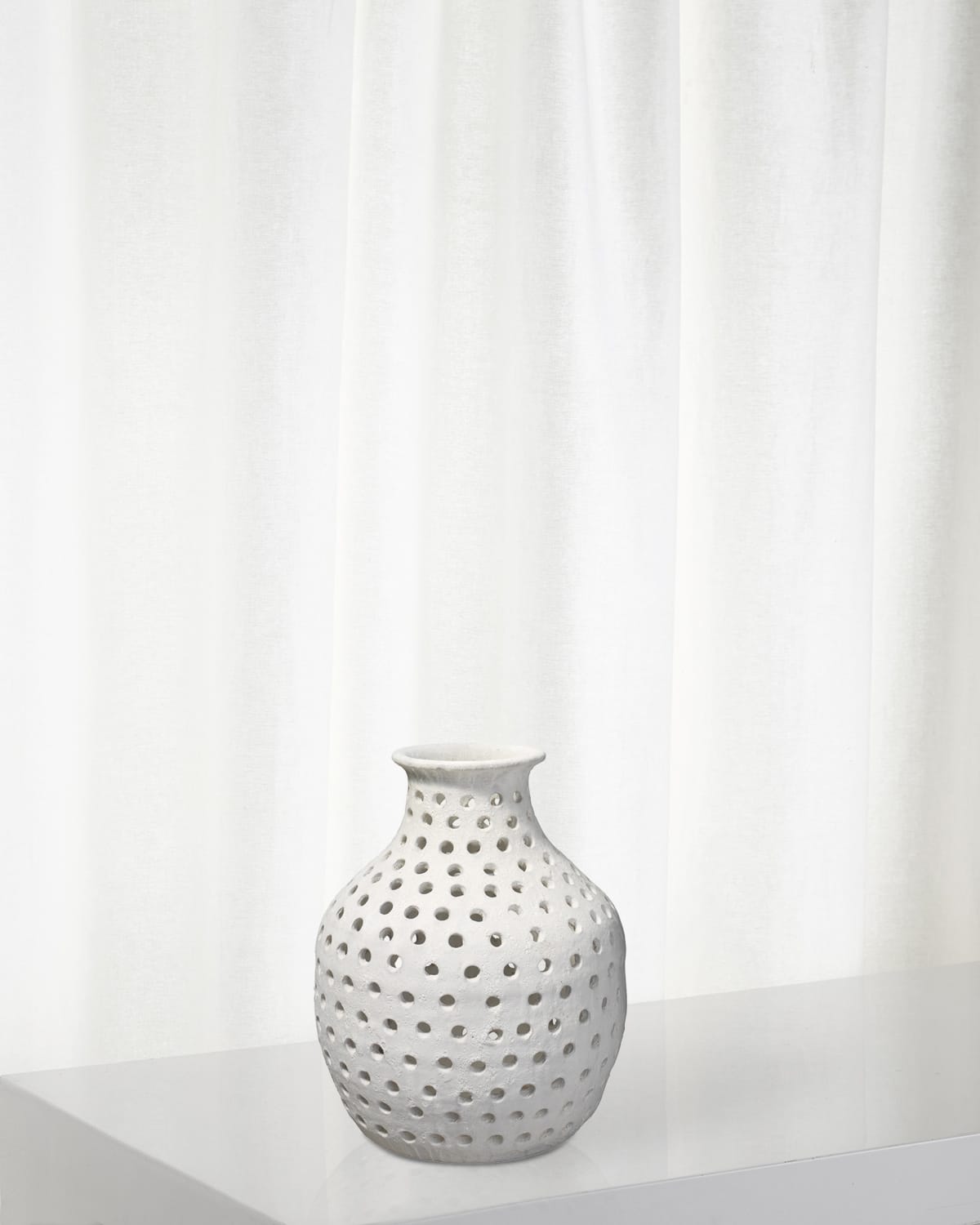 Shop Jamie Young Small Porous Vase In Matte White Ceramic