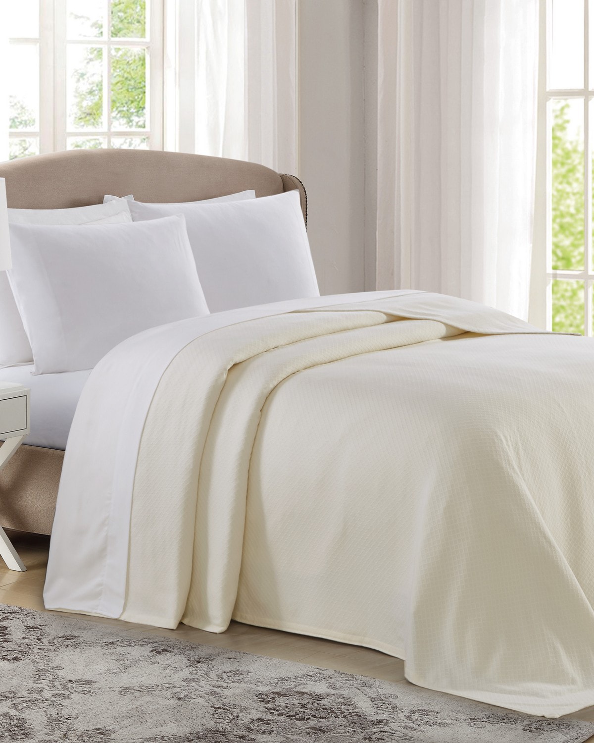 Charisma Deluxe Woven Cotton Blanket, Queen In Blush