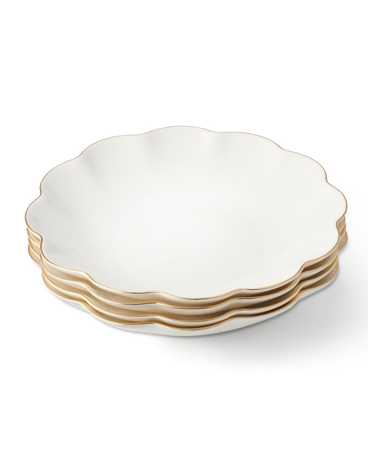 Shop Aerin Scalloped Appetizer Plates, Set Of 4 In White/gold