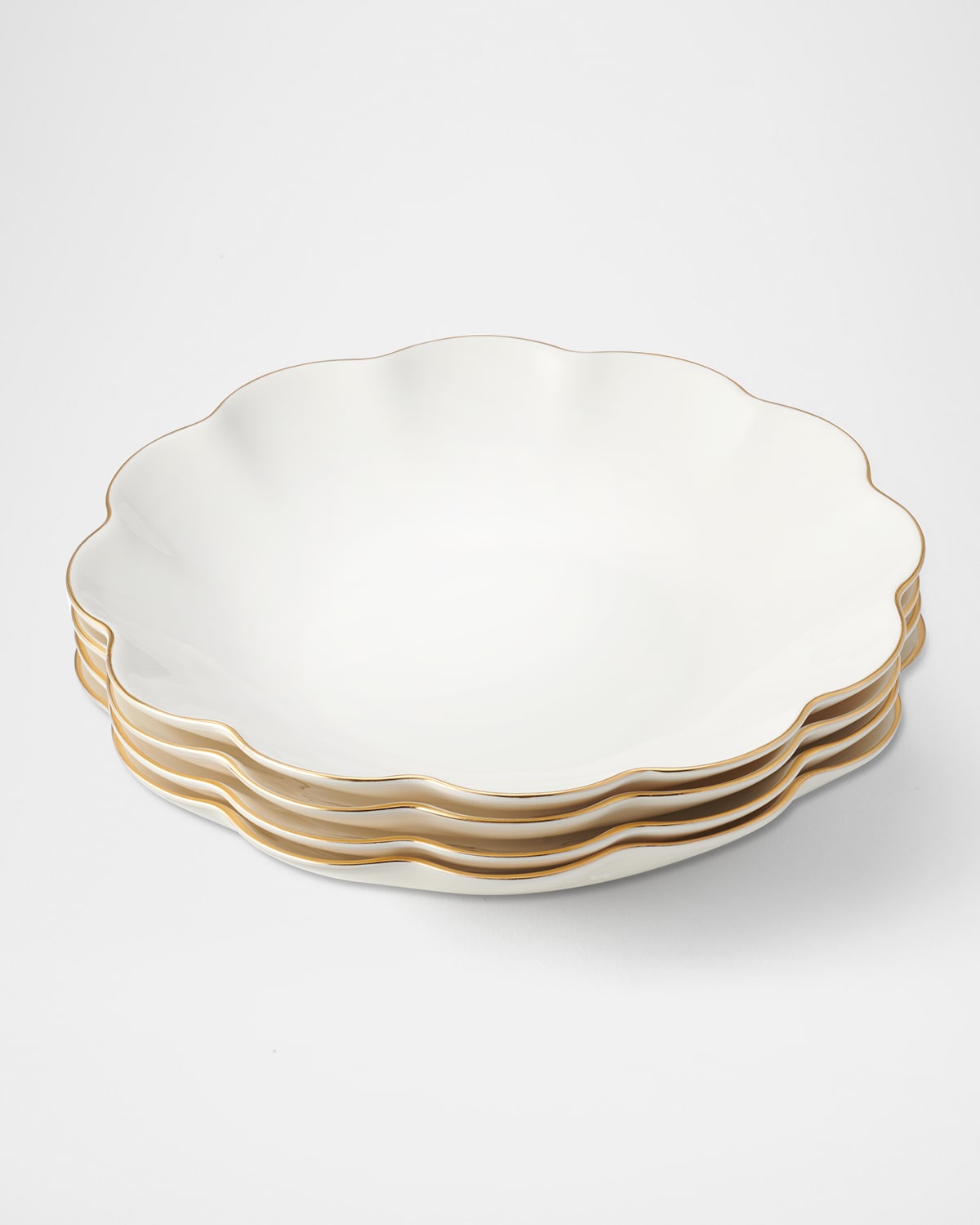 Shop Aerin Scalloped Appetizer Plates, Set Of 4 In White/gold