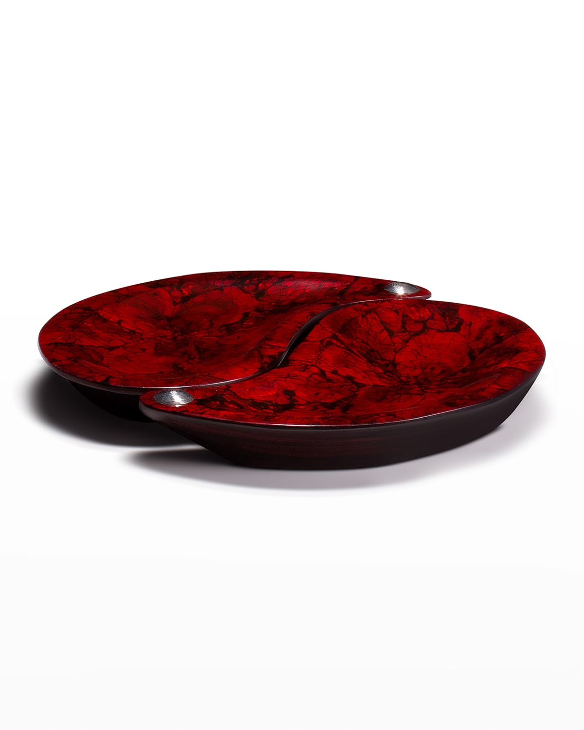 Ladorada Yin & Yang 2-piece Mother-of-pearl Platter Set In Red