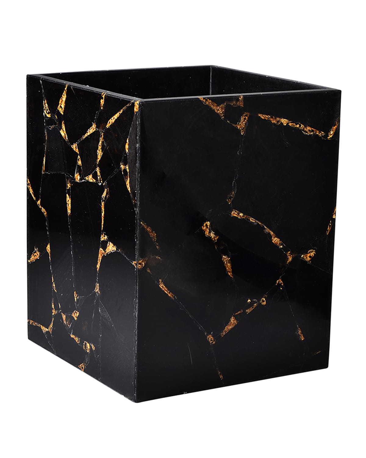 Mike & Ally Taj Wastebasket In Black/gold