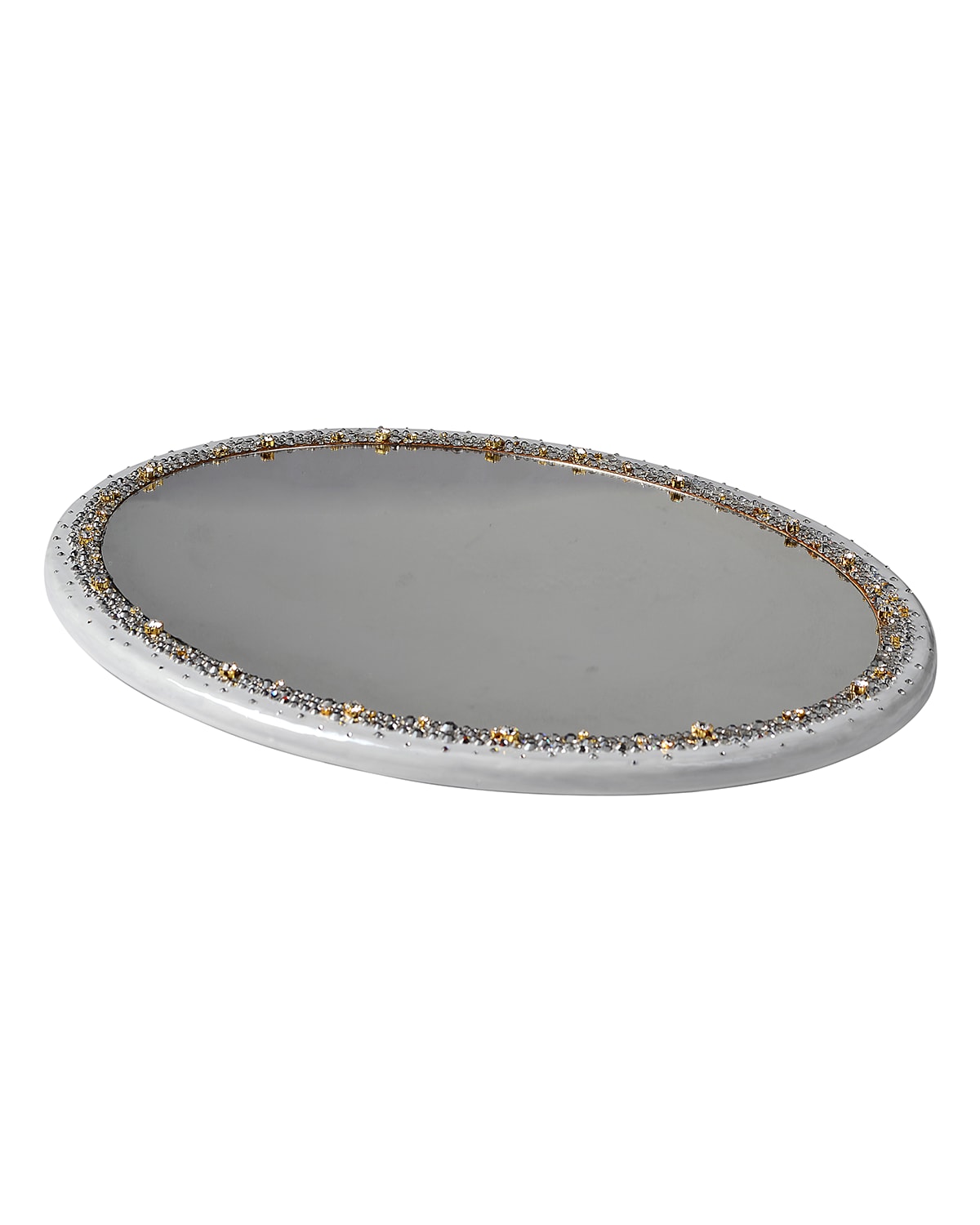 Mike & Ally Duchess Oval Mirrored Vanity Tray In White Pattern