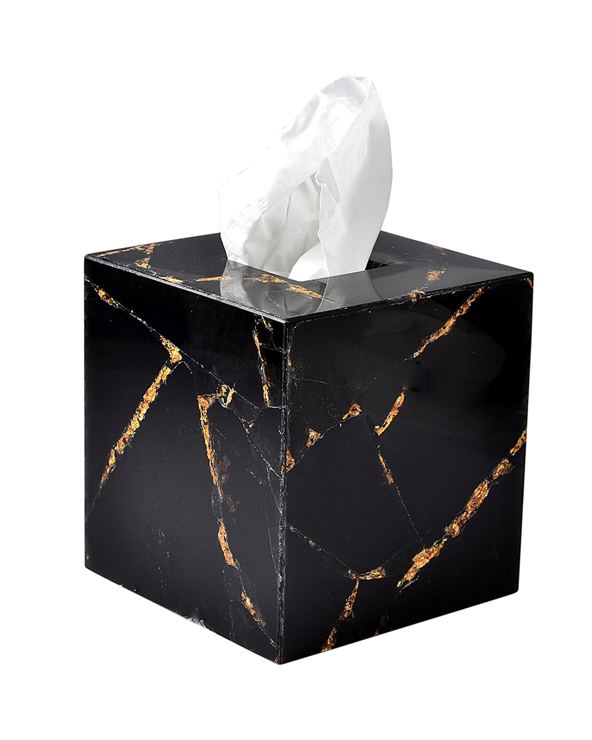 Mike & Ally Taj Boutique Tissue Box Cover In Black/gold