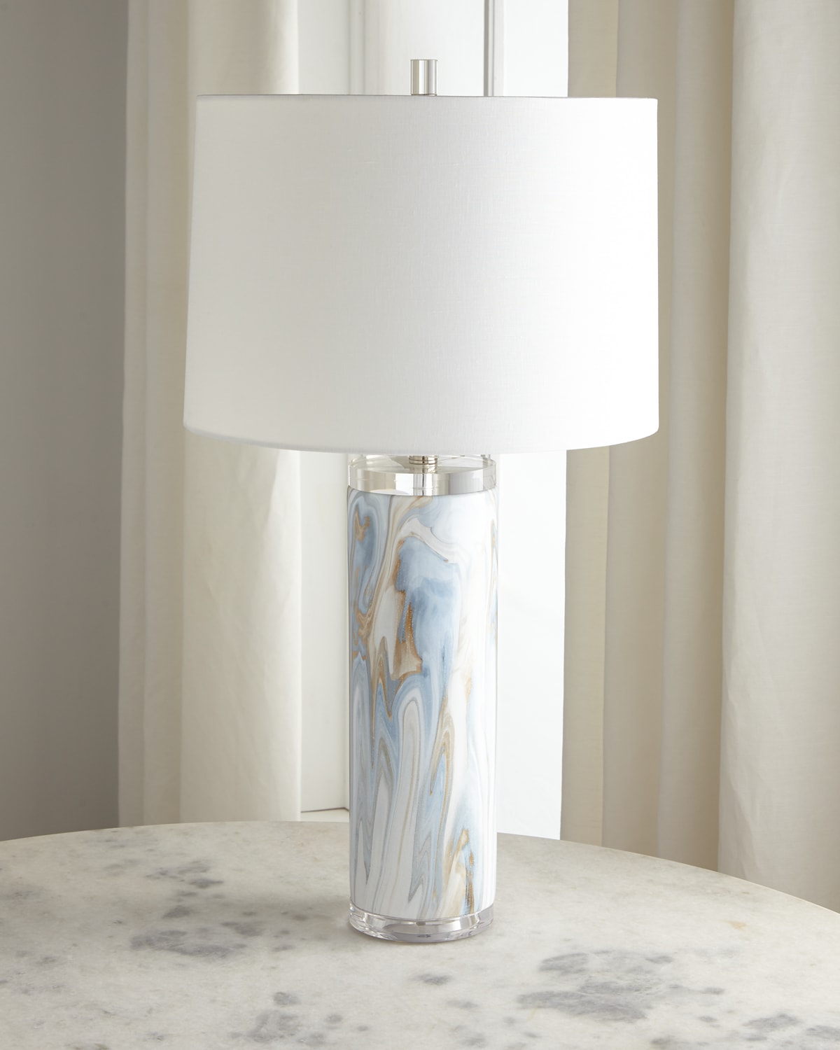 Shop Jamie Young Swirl Ceramic Table Lamp In Blue/white