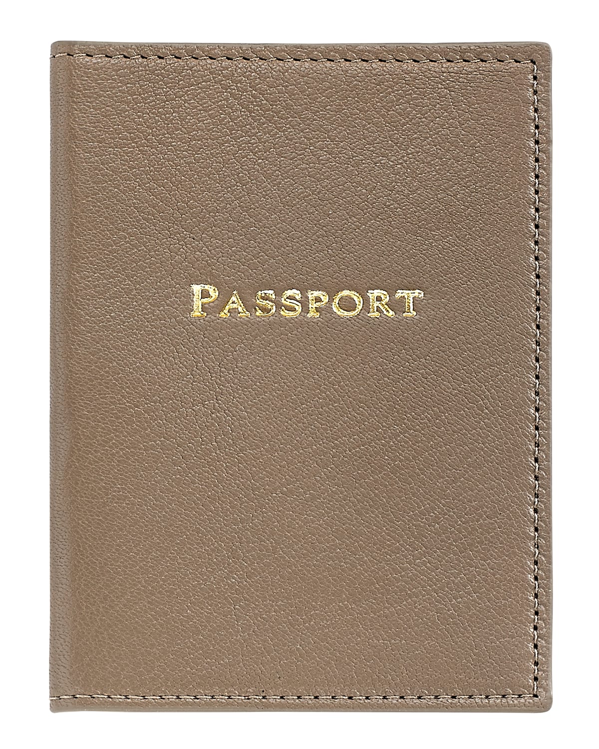 Graphic Image Leather Passport Cover In Taupe