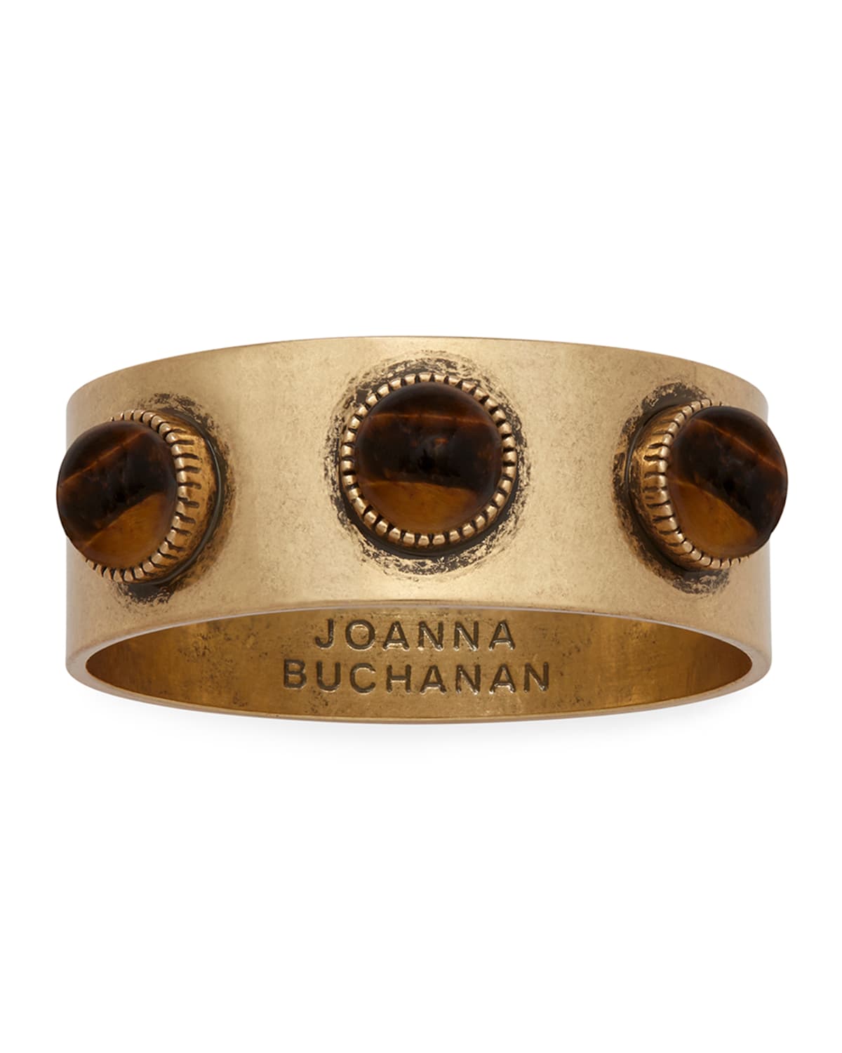 Shop Joanna Buchanan Cabochon Napkin Rings, Set Of 4 In Tigers Eye