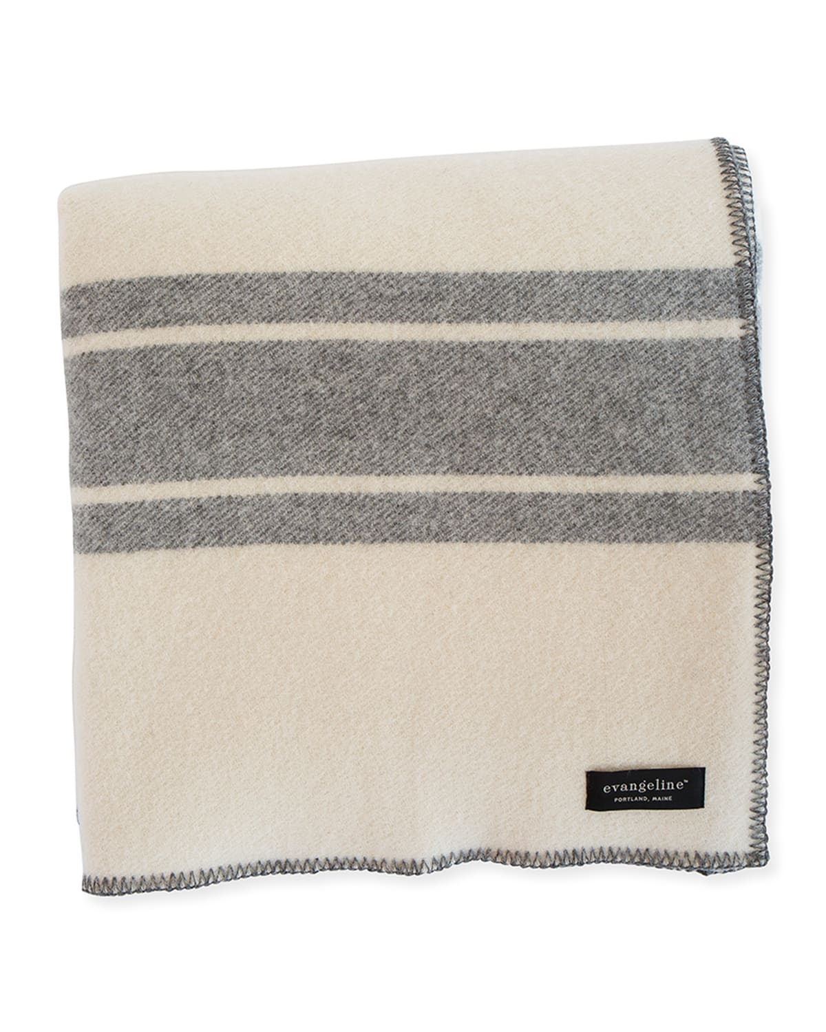 Evangeline Linens A Frame Merino Wool Twin Blanket, Classic Gray