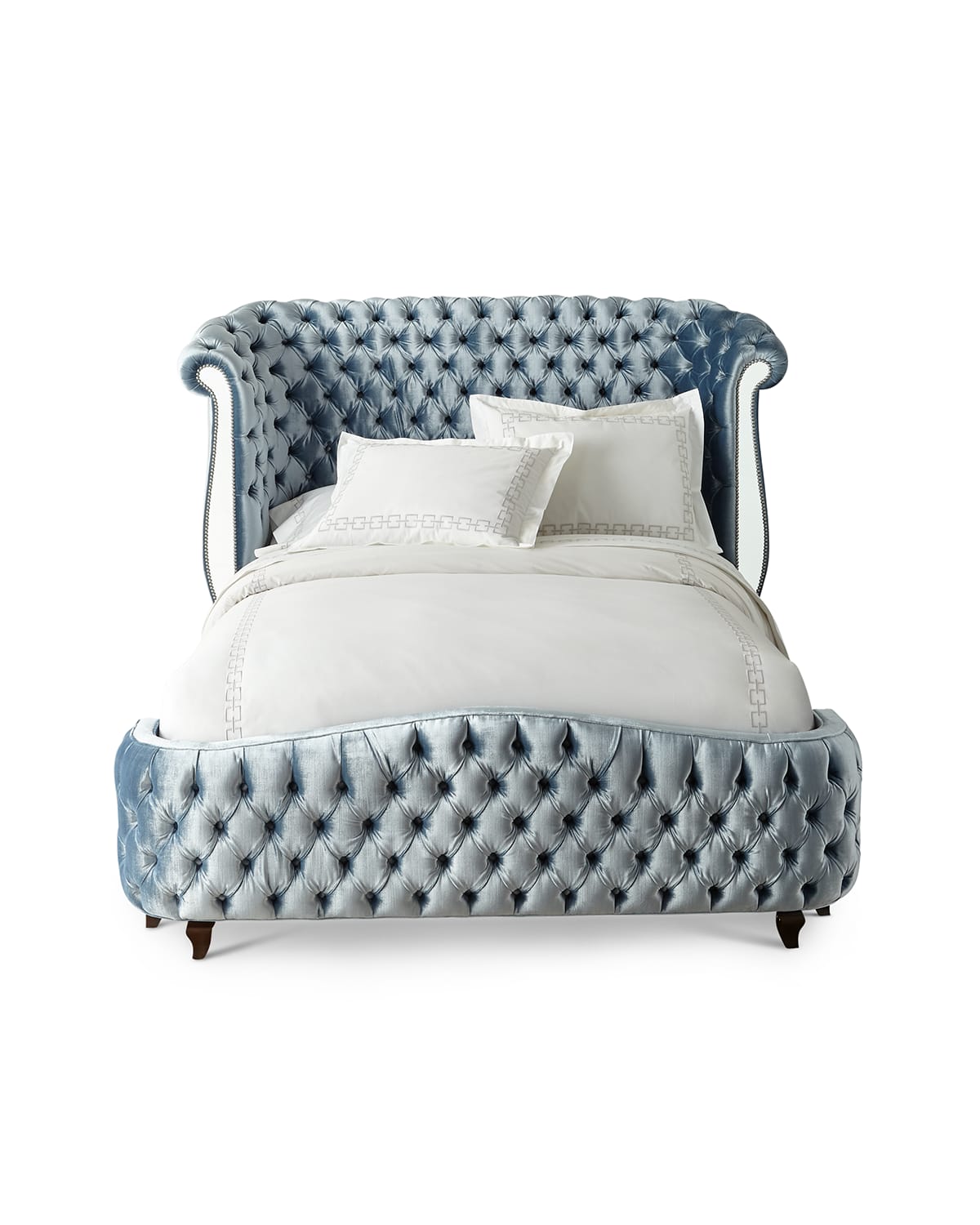 Haute House Brigitte Tufted Mirror Panel California King Bed In Blue