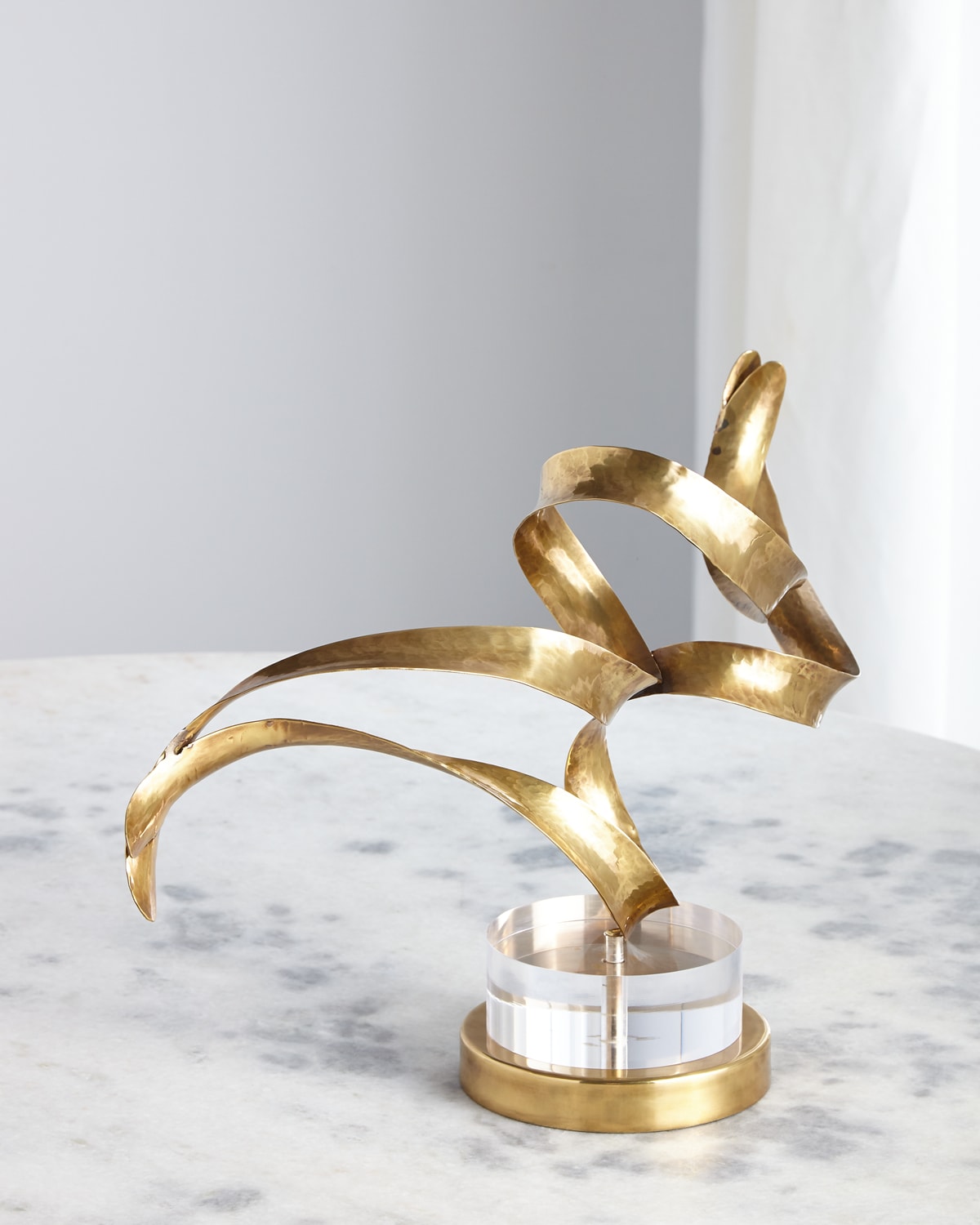 Shop John-richard Collection Antiqued Brass Sculptural Ribbons Iii In Gold