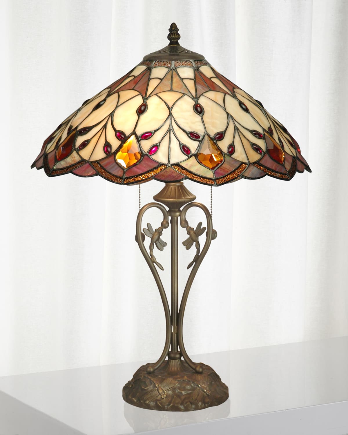 Shop Dale Tiffany Marshall Tiffany Table Lamp In Multi