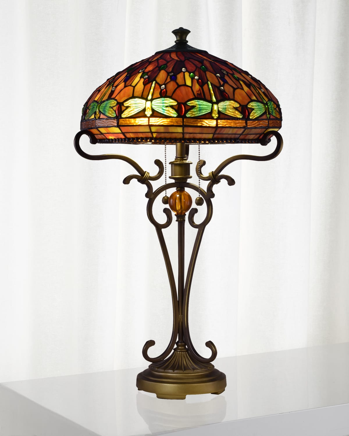Shop Dale Tiffany Dragonfly Tiffany Table Lamp In Multi