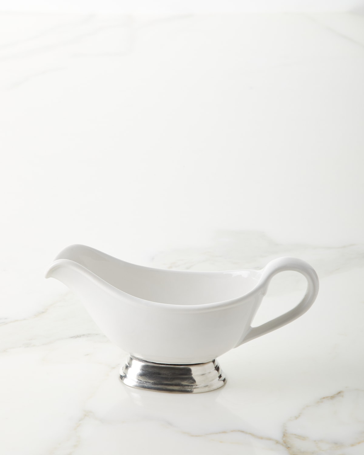 NEIMAN MARCUS CERAMIC PEWTER GRAVY BOAT PROD223212147