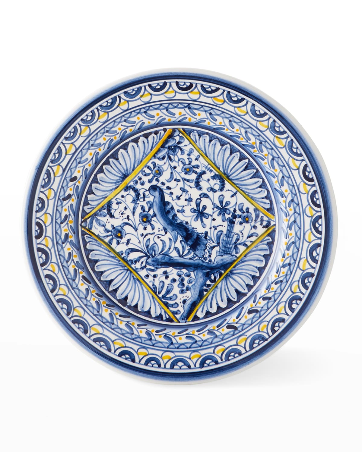 Shop Neiman Marcus Pavoes Blue And Yellow Salad Plates, Set Of 4 In Multi