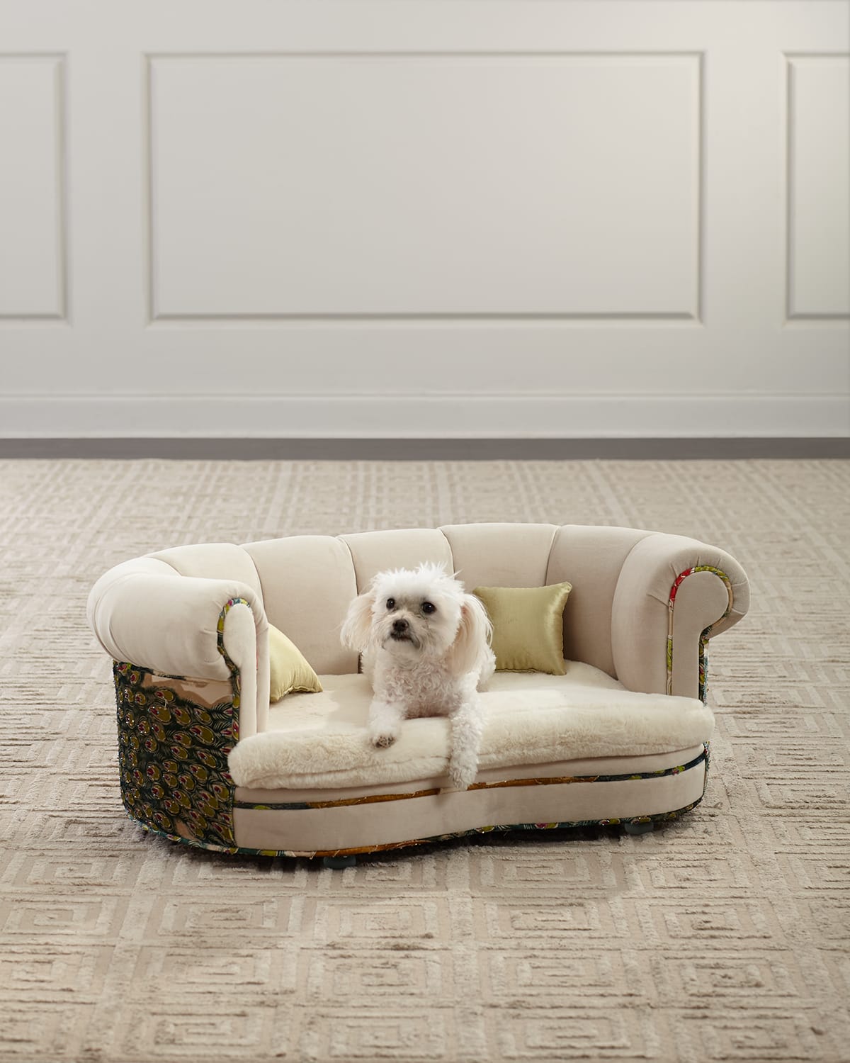 Shop Haute House Dorina Peacock Pet Bed In Cream/peacock