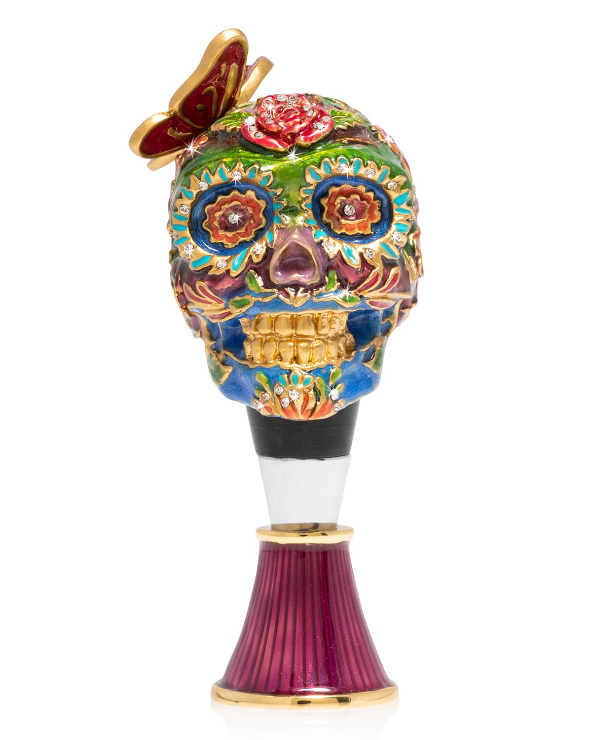 Shop Jay Strongwater Skull Wine Stopped And Stand In Multi