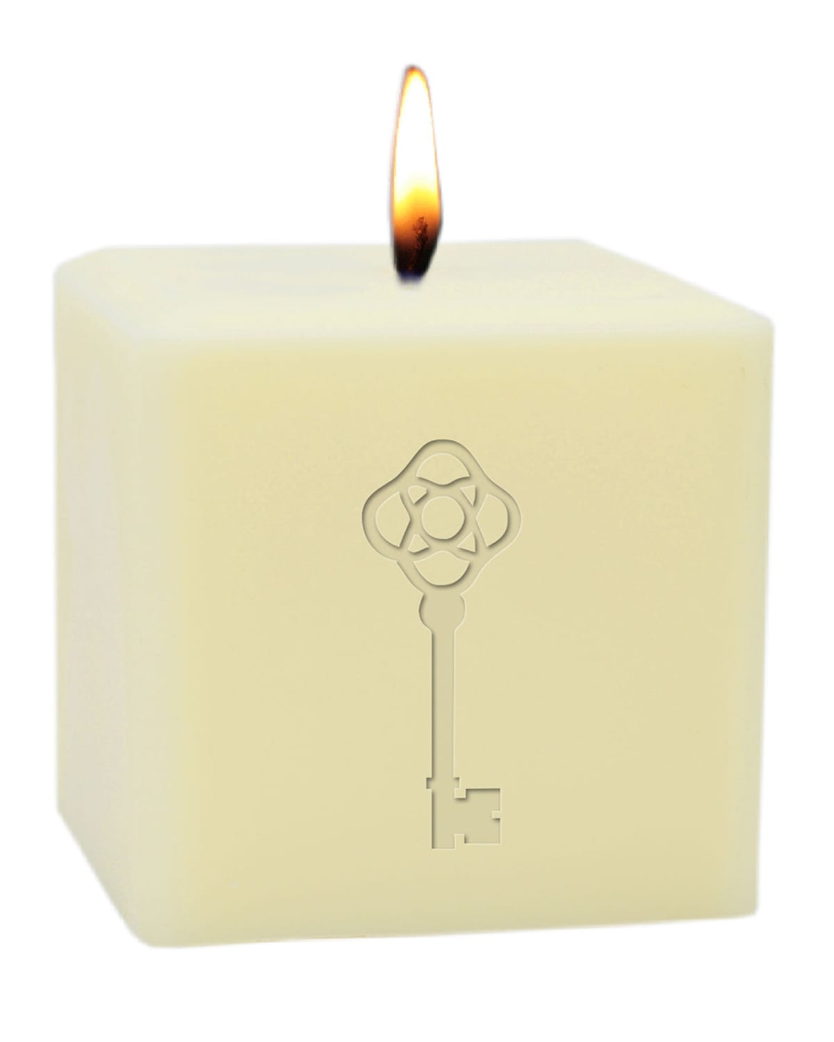 Carved Solutions 3" Eco-luxury Antique Key Soy Candle In White
