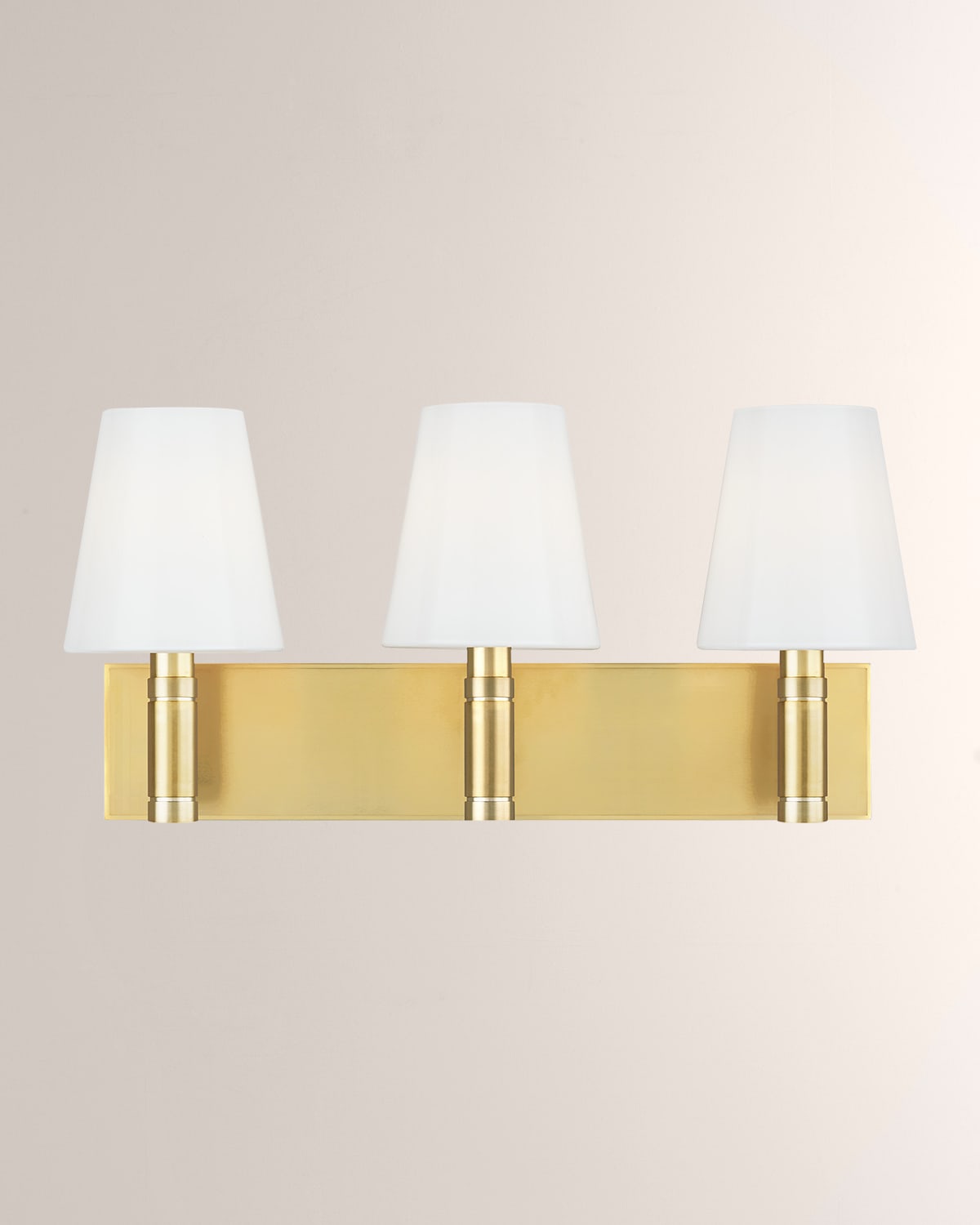 Shop Visual Comfort Studio 3 - Light Vanity Beckham Classic By Thomas O'brien In Burnished Brass